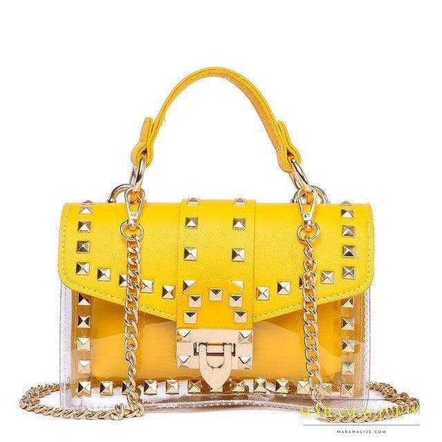 Transparent studded shoulder bag