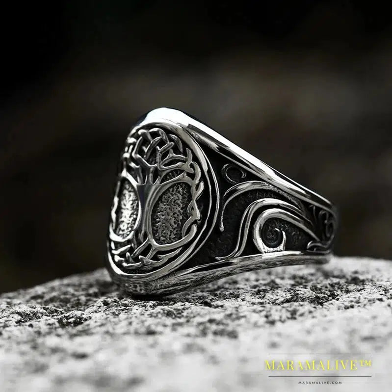 Tree of Life Signet Ring Classic Men Viking Amulet Rings Nordic Jewelry For Men