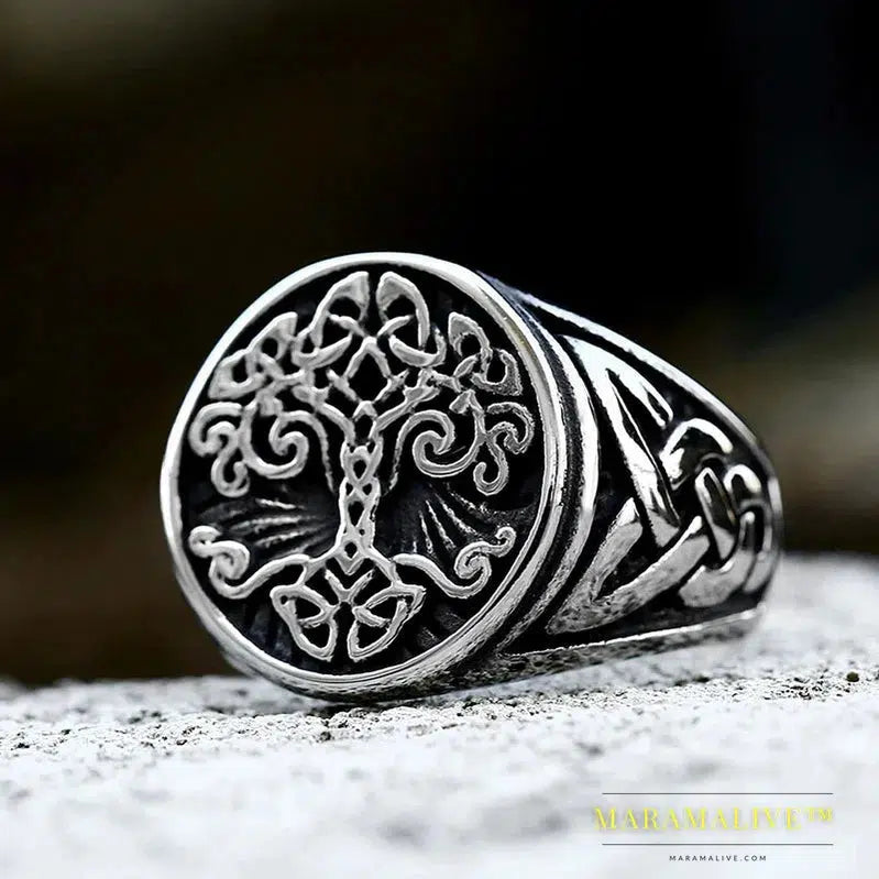 Tree of Life Signet Ring Classic Men Viking Amulet Rings Nordic Jewelry For Men