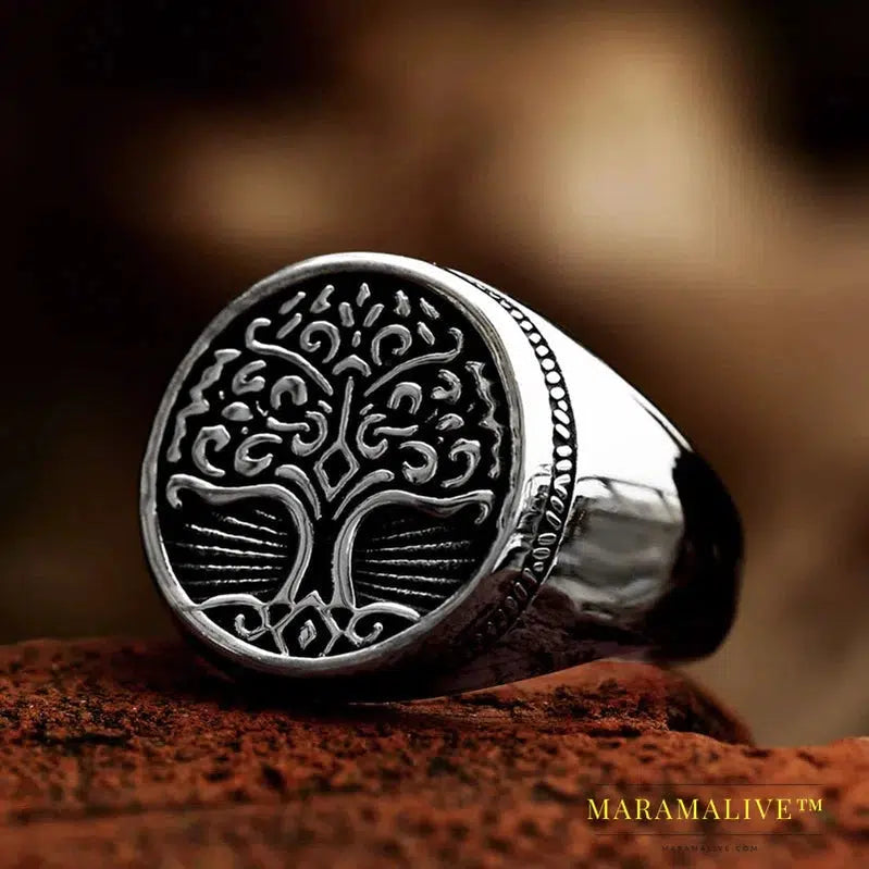 Tree of Life Signet Ring Classic Men Viking Amulet Rings Nordic Jewelry For Men