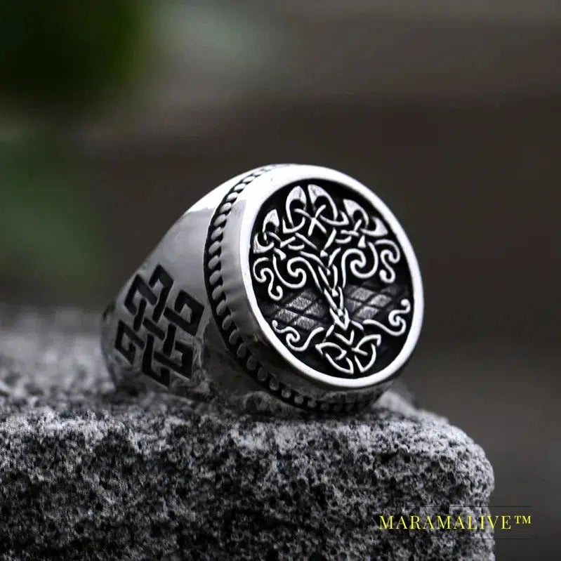 Tree of Life Signet Ring Classic Men Viking Amulet Rings Nordic Jewelry For Men