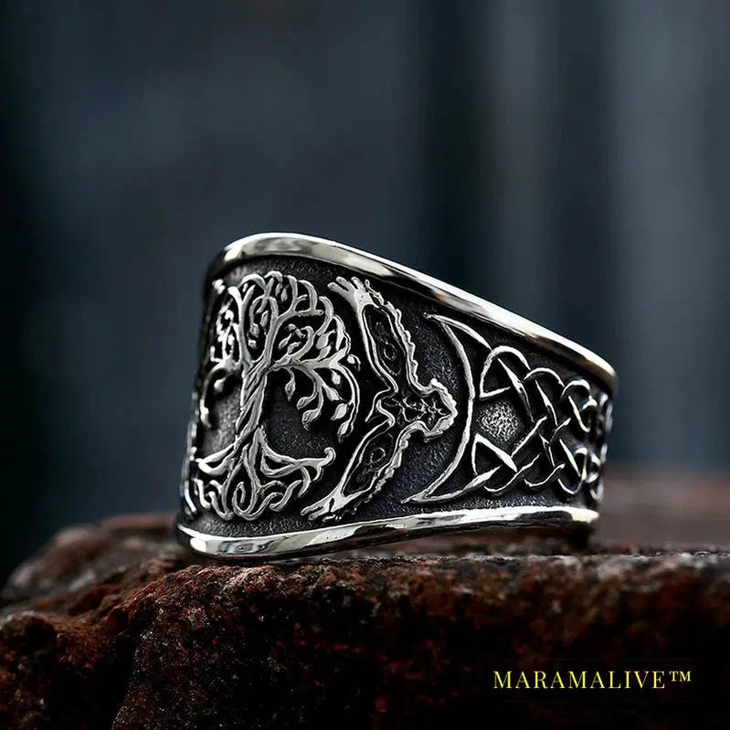 Tree of Life Signet Ring Classic Men Viking Amulet Rings Nordic Jewelry For Men