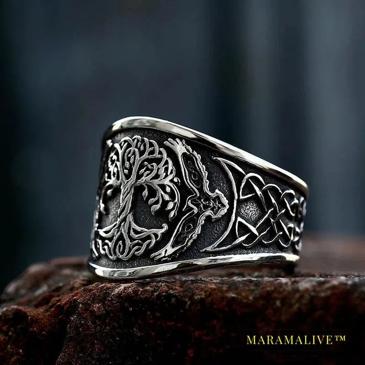 Tree of Life Signet Ring Classic Men Viking Amulet Rings Nordic Jewelry For Men