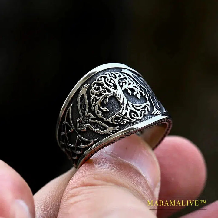 Tree of Life Signet Ring Classic Men Viking Amulet Rings Nordic Jewelry For Men