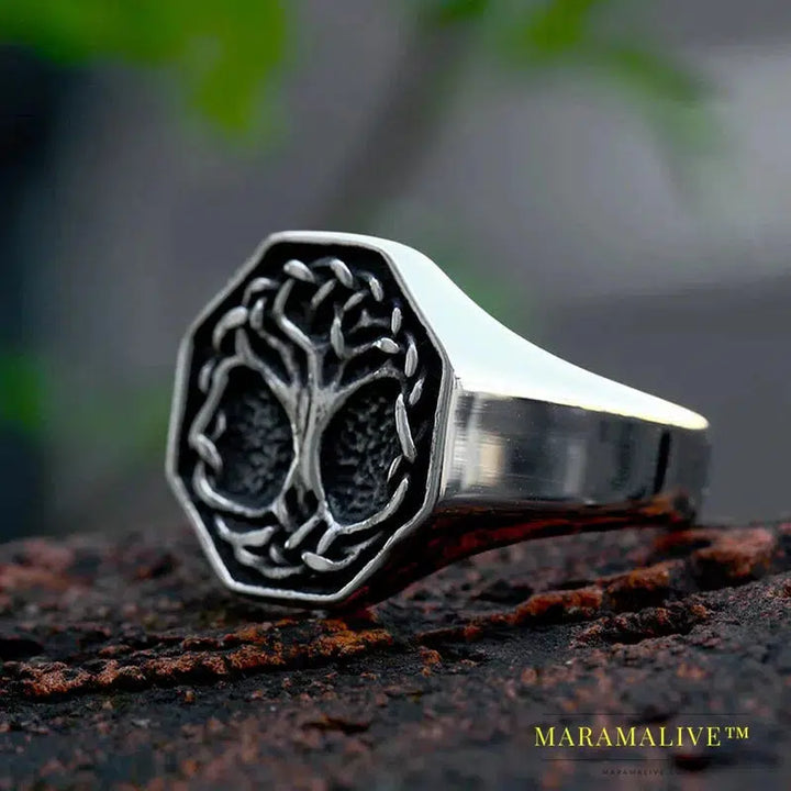 Tree of Life Signet Ring Classic Men Viking Amulet Rings Nordic Jewelry For Men