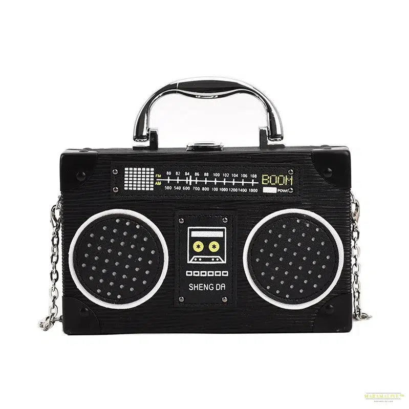 Trendy Cartoon Plush Shoulder Bag - Retro Radio Recorder Bag for the Style Icon