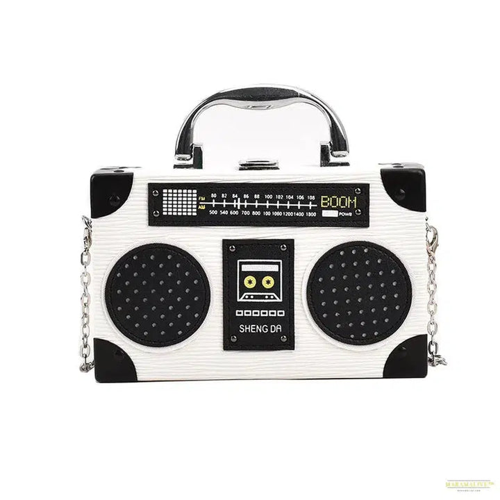 Trendy Cartoon Plush Shoulder Bag - Retro Radio Recorder Bag for the Style Icon