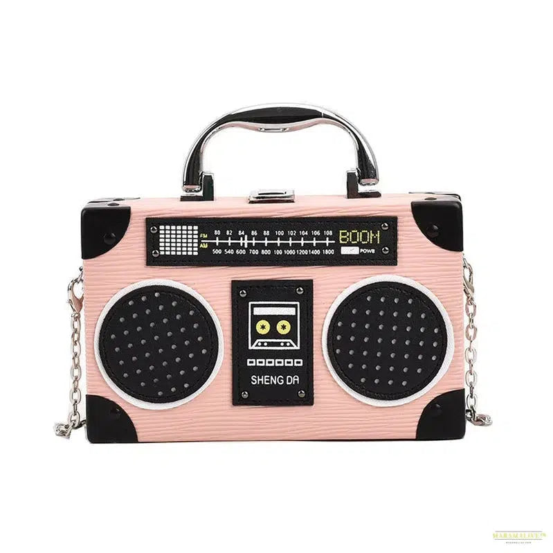 Trendy Cartoon Plush Shoulder Bag - Retro Radio Recorder Bag for the Style Icon