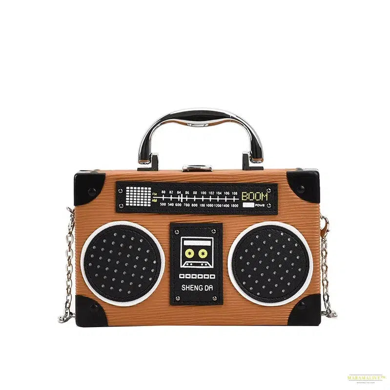 Trendy Cartoon Plush Shoulder Bag - Retro Radio Recorder Bag for the Style Icon