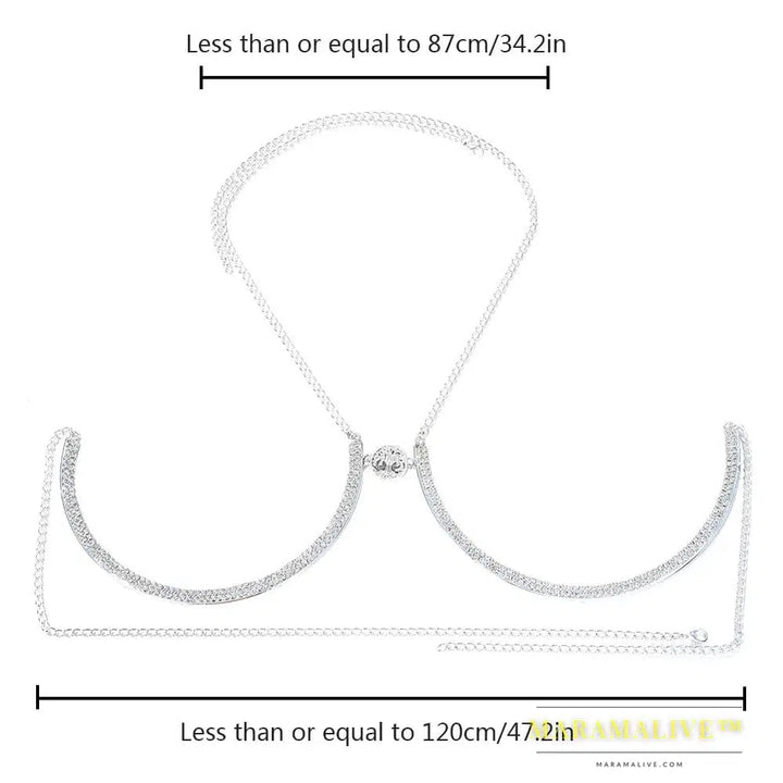 Trendy Coin Chest Bracket Bra Chain Necklace for Women Underwear Sexy Crystal Body Chain Jewelry Bikini Lingerie Gifts