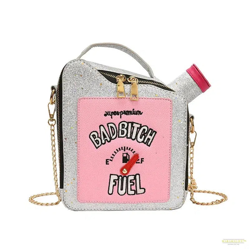 Trendy Fashion Personality Laser Sequin Embroidery Letter Oil Pot Bag with Creativity & Fun Chain Shoulder Strap