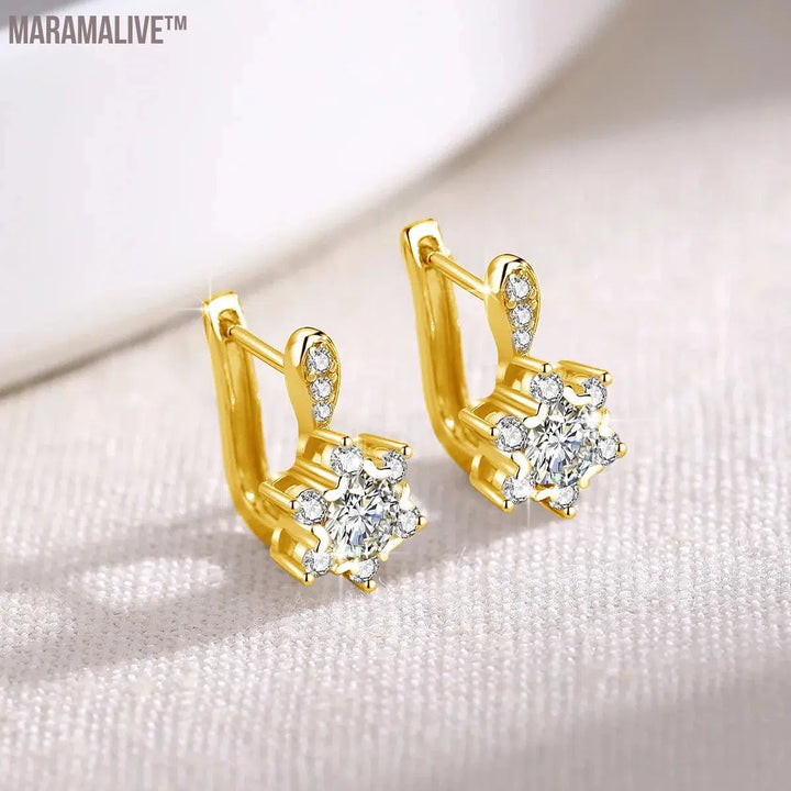 Trendy Gift Female 4.5mm Round Cut Moissanite Star Earrings For Women 100% Silver 925 Certificated Jewelry Pass Diamond Test