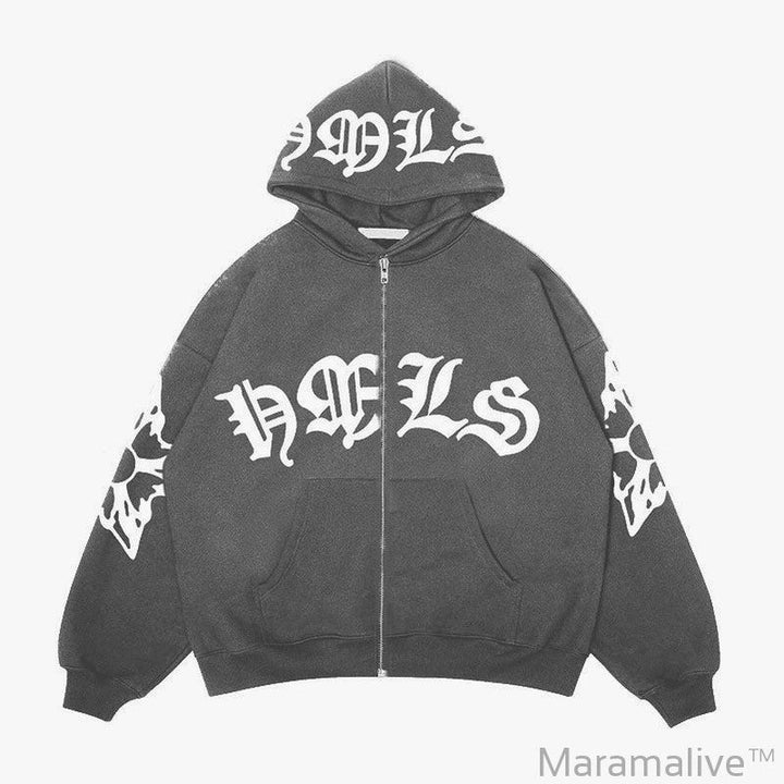 Trendy Gothic Style Letter Printed Hoodie