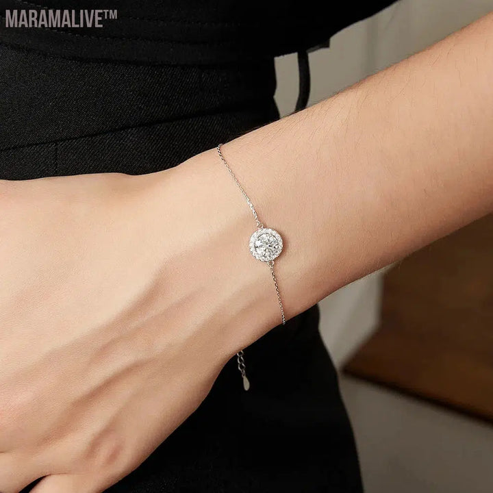 Trendy Moissanite Sterling Silver Bracelet for Women