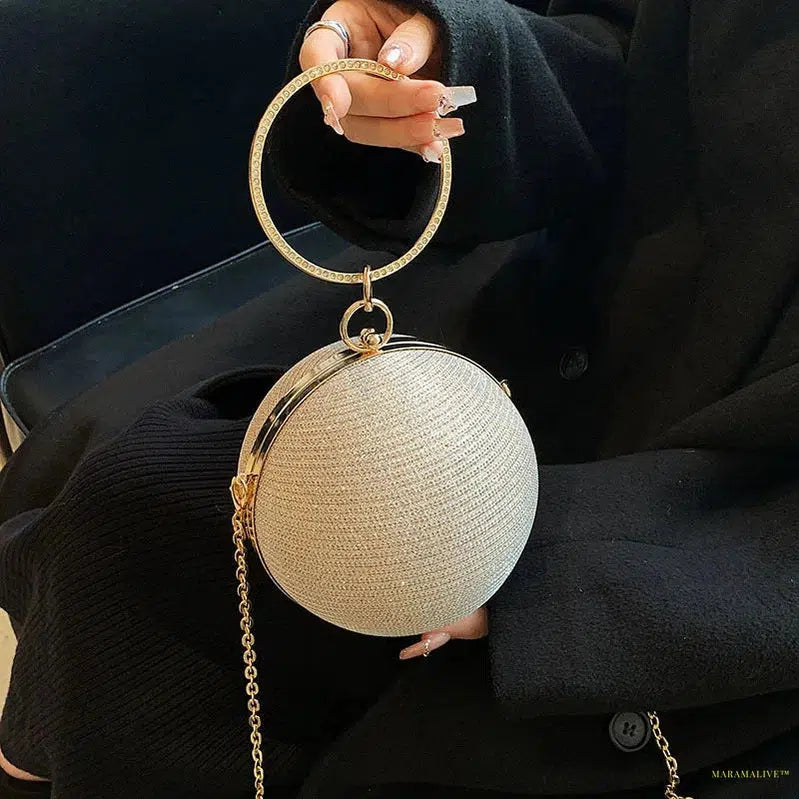 Trendy Silver Circular Ring Evening Bag - Perfect Unique Gift