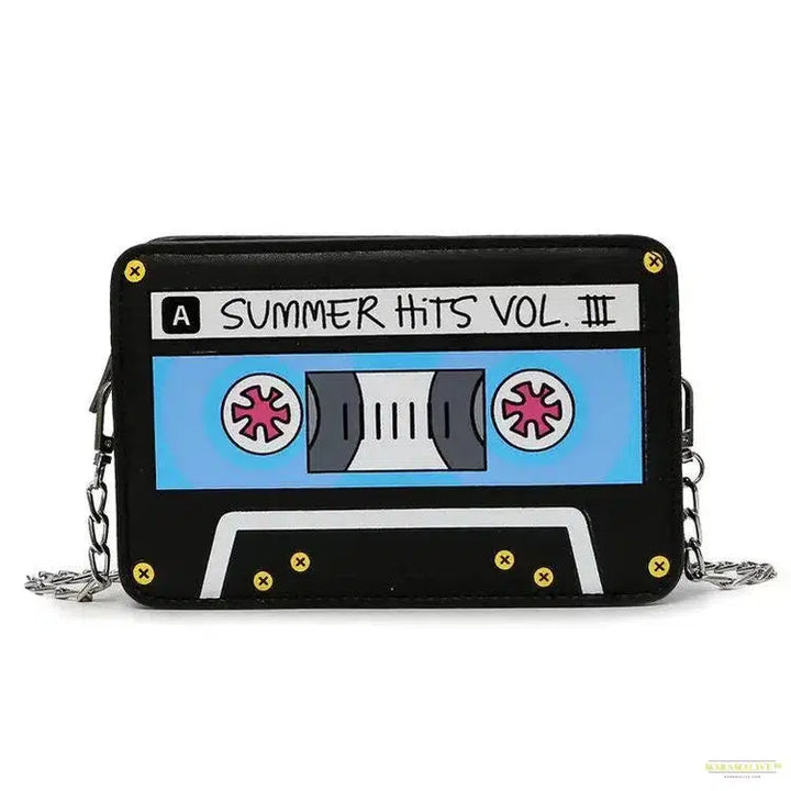 Trendy Summer Tape Recorder Women's Shoulder Bag - Unique Cartoon PU-Leather Day Clutch