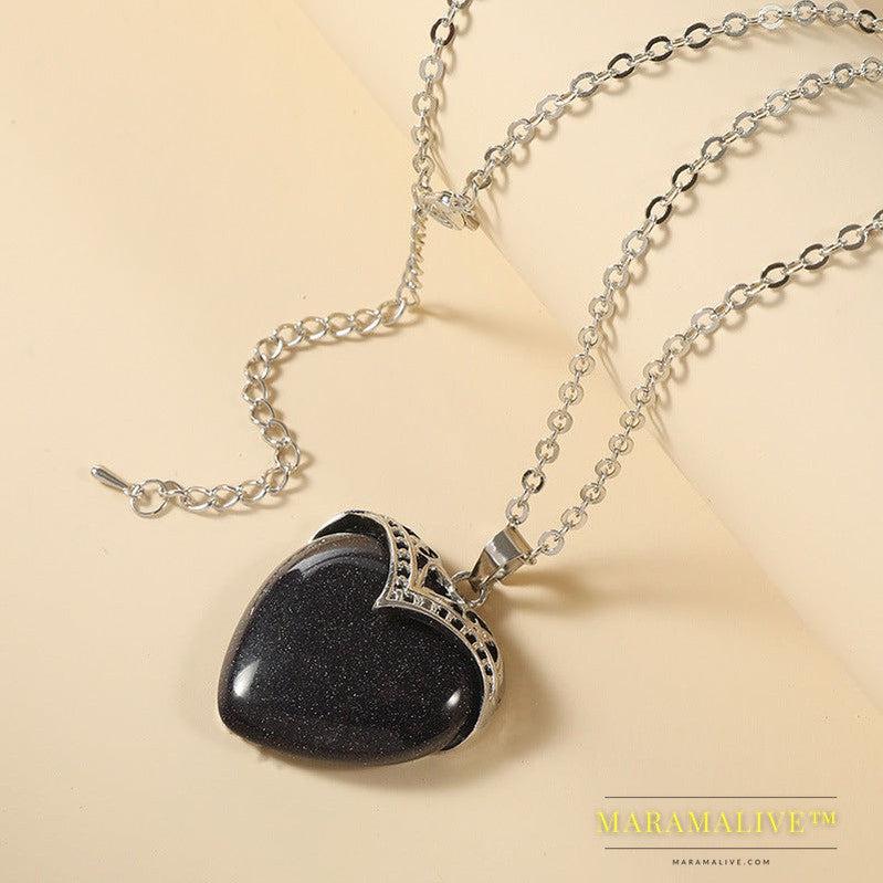 Trendy Unique Natural Stone Love Necklace For Women