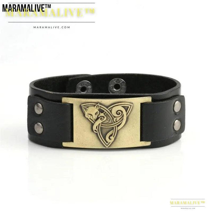 Triangle Fox Metal Bracelet Couple Leather Bracelet