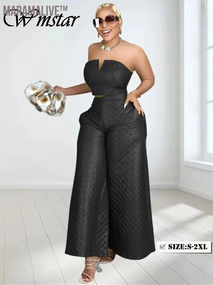 Two Piece Set Women Sexy Off Shoulder Crop Top and Pants Sets Fall Clothes New in Matching Outfits