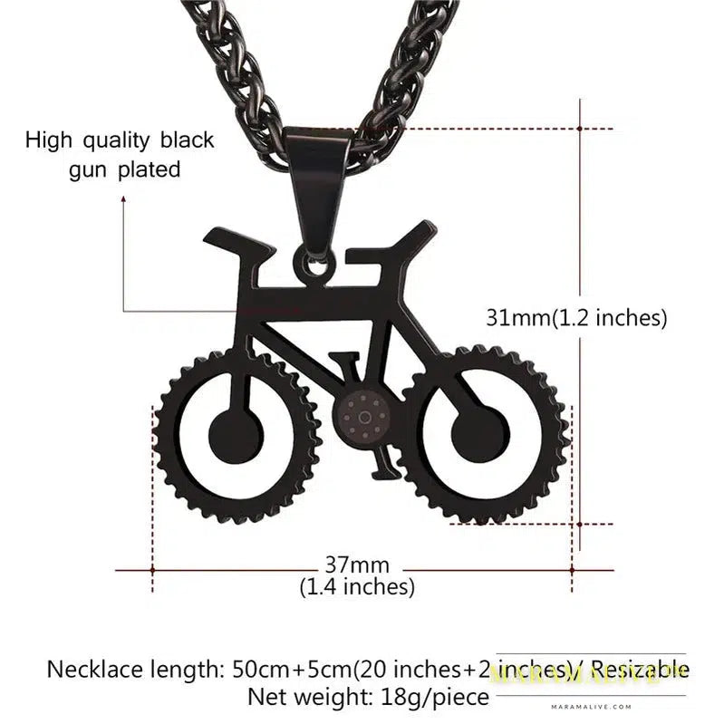 U7 Stainless Steel Bicycle Sports Charm Bike Pendant Necklace Black Gold Color Steampunk Biking Jewelry Gift