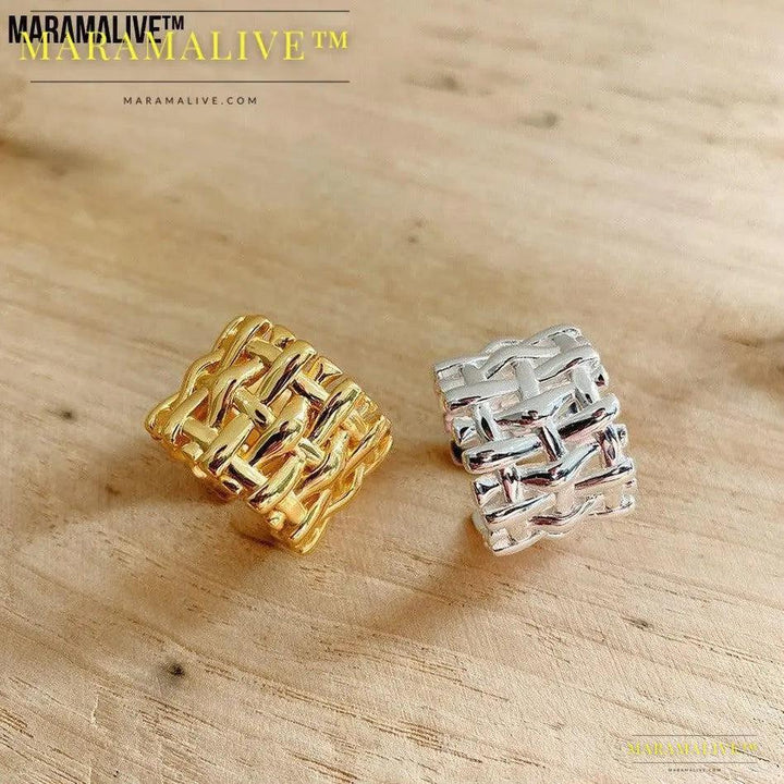 Understated skillfully made Woven Ring Women Cross Wide Simple Ring