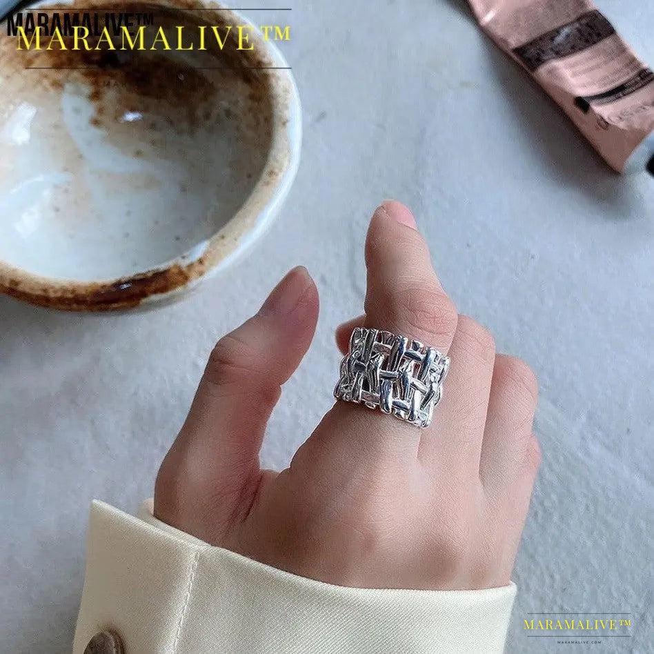 Understated skillfully made Woven Ring Women Cross Wide Simple Ring