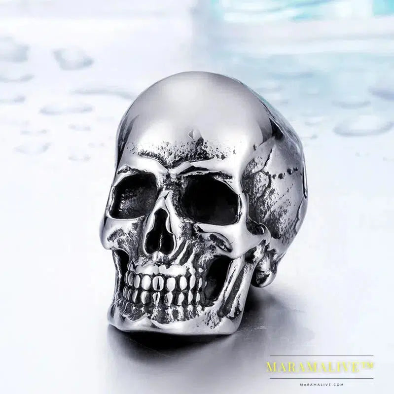 Unique 316L Stainless Steel New Arrival Super Punk Gold color Skull Biker Pendant Necklace Fashion charm Jewelry BP8-216