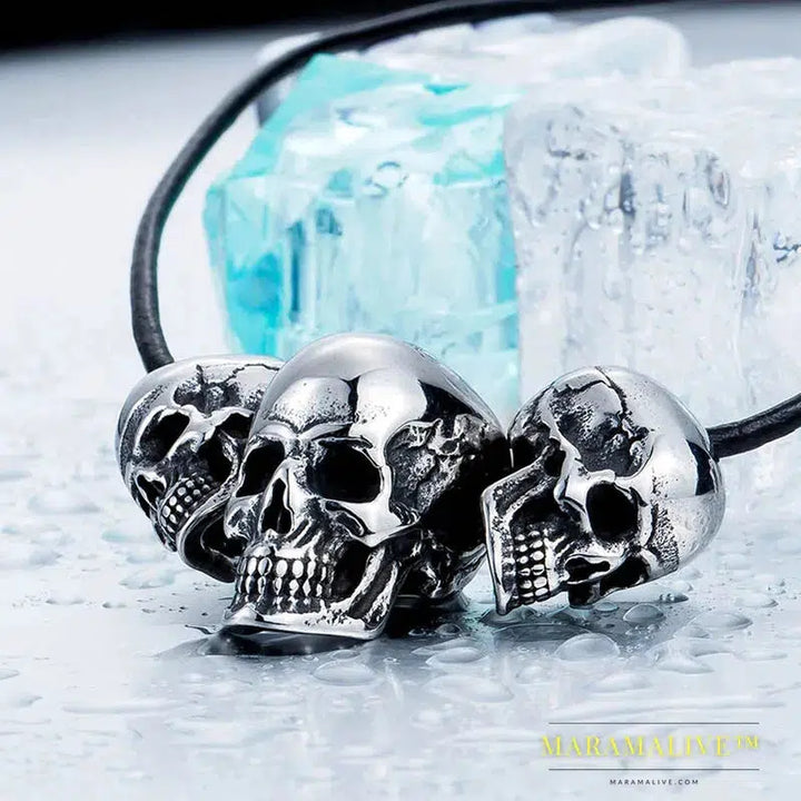 Unique 316L Stainless Steel New Arrival Super Punk Gold color Skull Biker Pendant Necklace Fashion charm Jewelry BP8-216