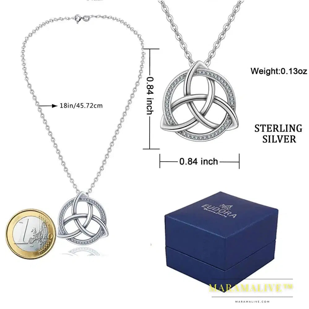 Unique 925 Sterling Silver Celtics Tiquetra Trinity Knot Pendant Necklaces Fashion Jewelry for Boy girl Party Gift D202