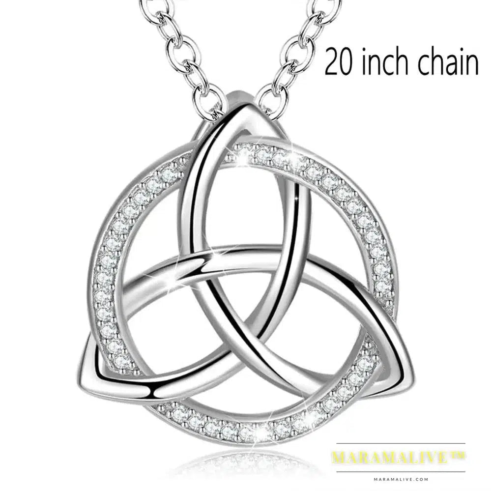 Unique 925 Sterling Silver Celtics Tiquetra Trinity Knot Pendant Necklaces Fashion Jewelry for Boy girl Party Gift D202