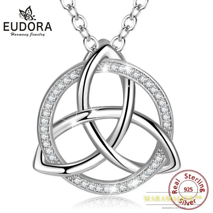 Unique 925 Sterling Silver Celtics Tiquetra Trinity Knot Pendant Necklaces Fashion Jewelry for Boy girl Party Gift D202