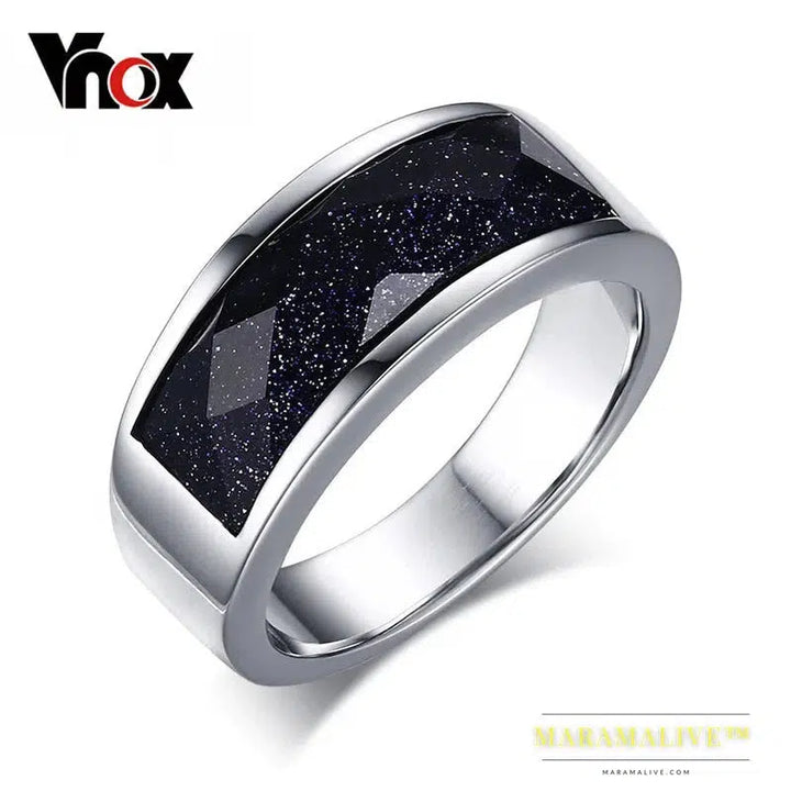 Unique Blue Gravel Rings for Women Silver Color Starry Sky Stone Rings