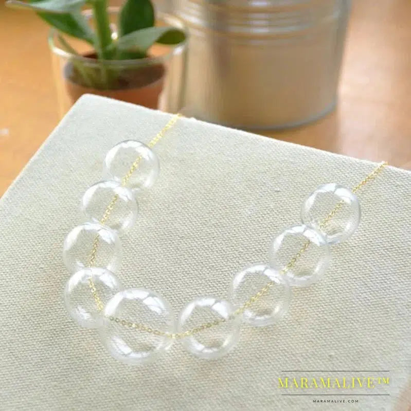 Unique Charming Clear 9 Glass Bubble Beads Necklace Women 2019 Summer Style Statement Pearl Ball