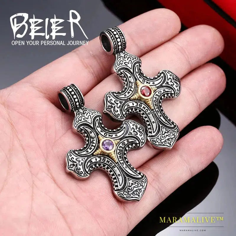 Unique Cool Pretty Necklace Pendant For Man And Woman Stainless Steel Fashion Cross Jewelry