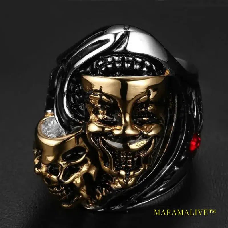 Unique Design Style Stainless Steel Crystal Ring Punk Design Skulls Rings for men