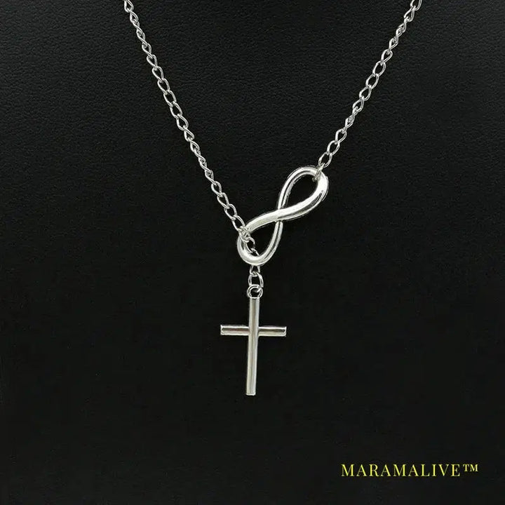 Unique Fashion Jewelry Infinity 8 Bit Minimalist Luck Cross Pendant Necklace Best Friend Chain Necklaces for Women