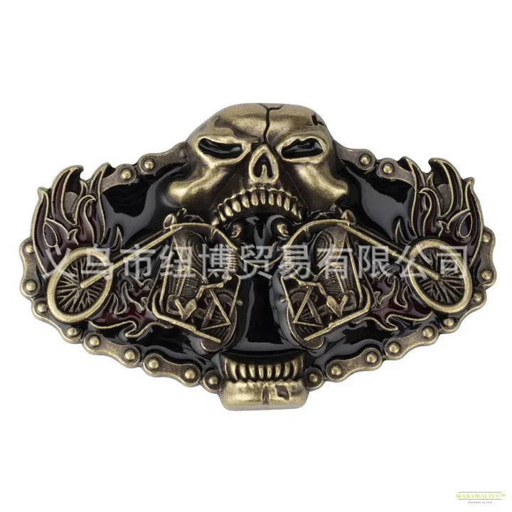 Unique Motorcycle & Wolf Buckle Fashion Belt - Western Style Statement Accessory