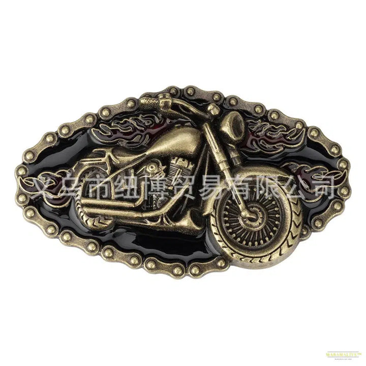 Unique Motorcycle & Wolf Buckle Fashion Belt - Western Style Statement Accessory