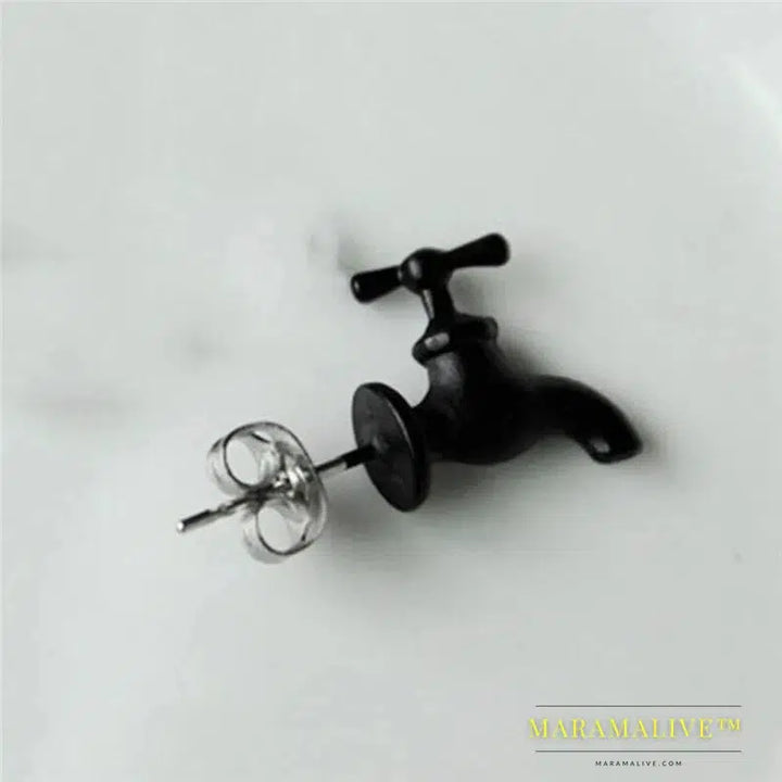 Unique Punk Style Silver Water Faucet Drop Earrings