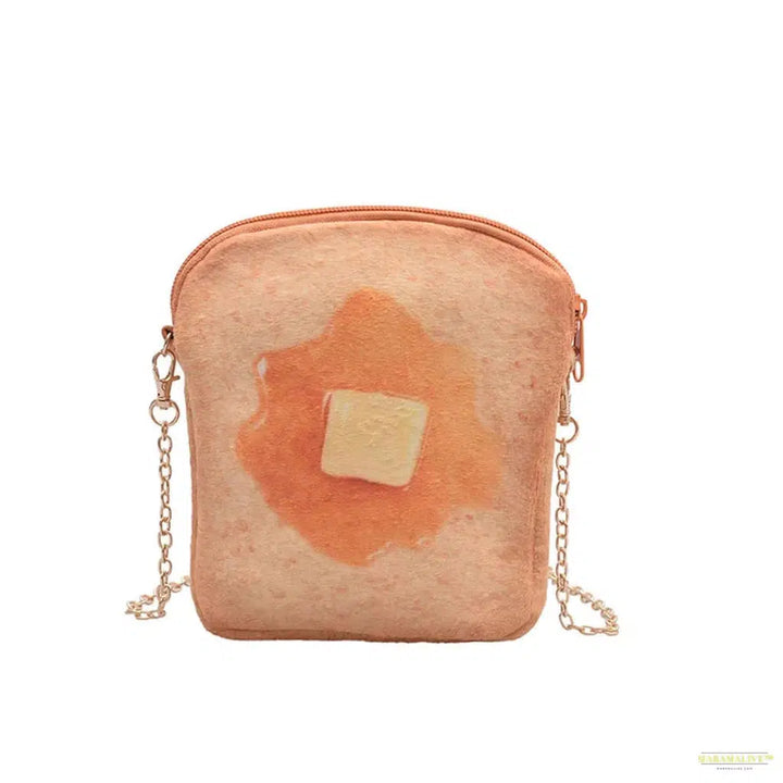 Unique Small Bread Pattern Crossbody Bag - Unusual Fashionable Statement Messenger Bag with Cute Chain