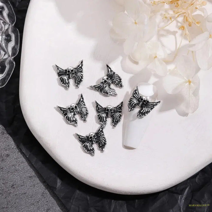 Unique Steampunk Gothic 3D Alloy Nail Art Skeleton Cross Charms - 10PCS Set - Perfect For Halloween Decoration Design Supplies Tool