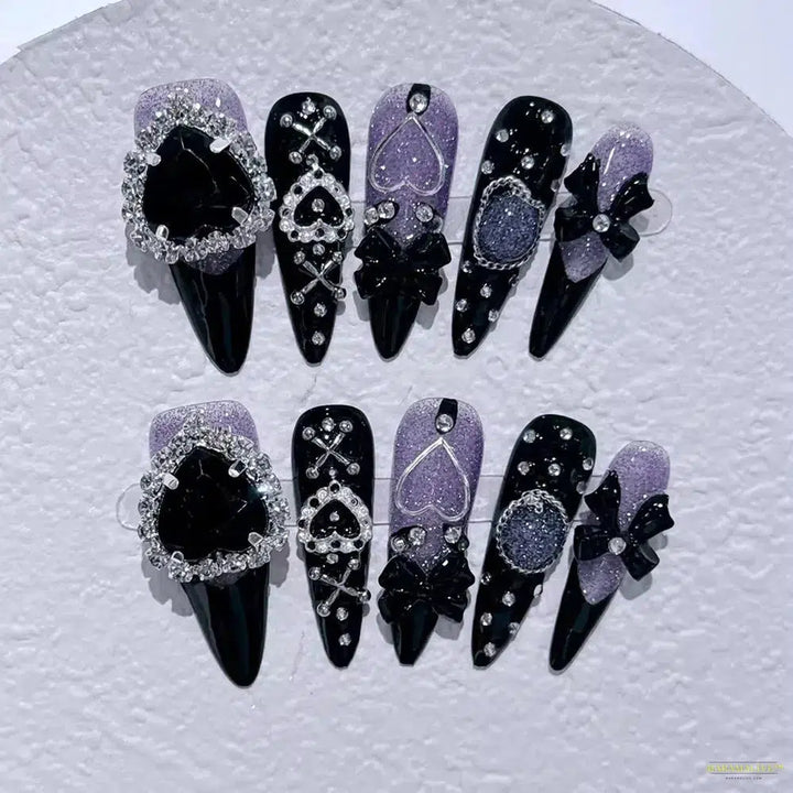 Unique & Unusual Steampunk Victorian Gothic Wearable Press-on Nails - Trendy Dark Wind Nail Art Stickers