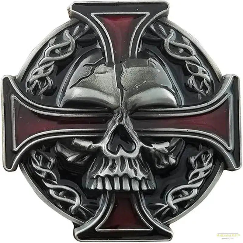 Unique Vintage Skull Skeleton Celtic Cross Belt Buckle