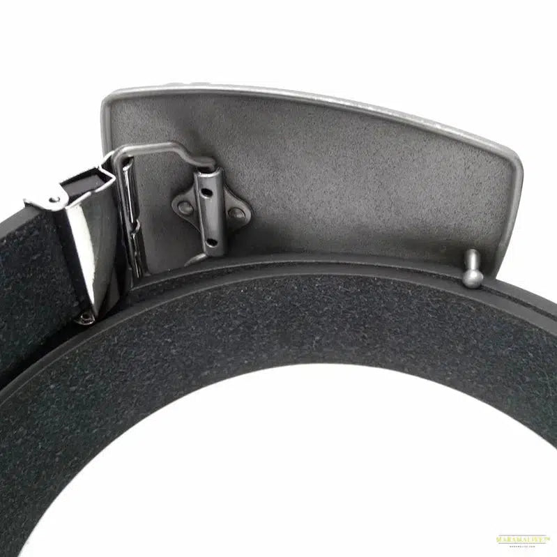 Unique and Trendy Designer Vintage Men's Big Buckle Belt with Knights Templar of Santiago Lion Cross Metal Detailing