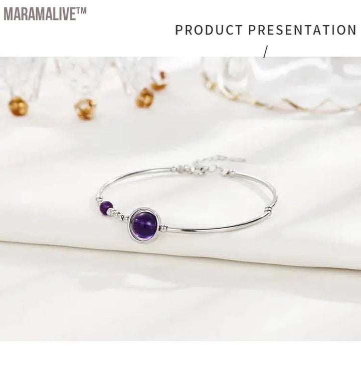 Unique charm and elegance! S925 silver purple crystal bracelet, luxury and high-end, versatile for women