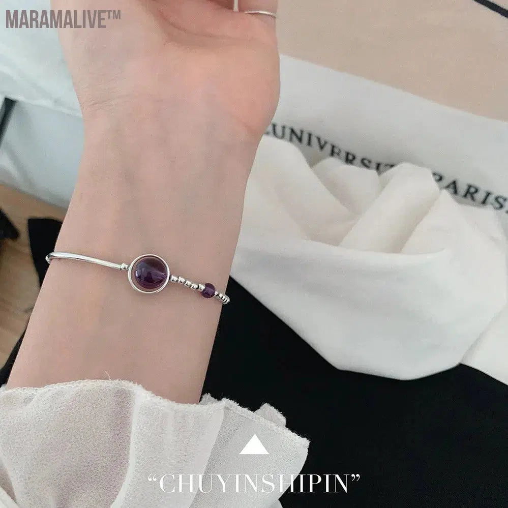 Unique charm and elegance! S925 silver purple crystal bracelet, luxury and high-end, versatile for women