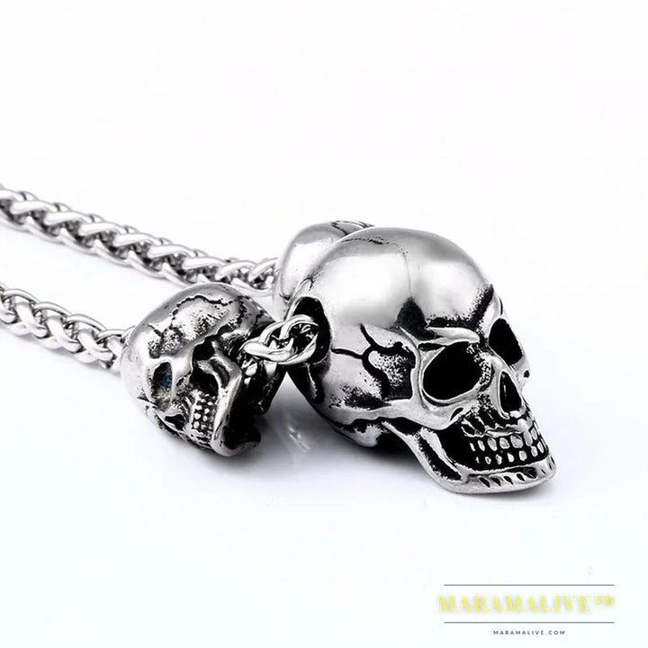 Unique design punk skull high quality biker 316L stainless steel pendant necklace jewelry