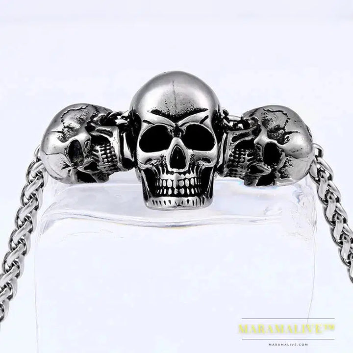 Unique design punk skull high quality biker 316L stainless steel pendant necklace jewelry