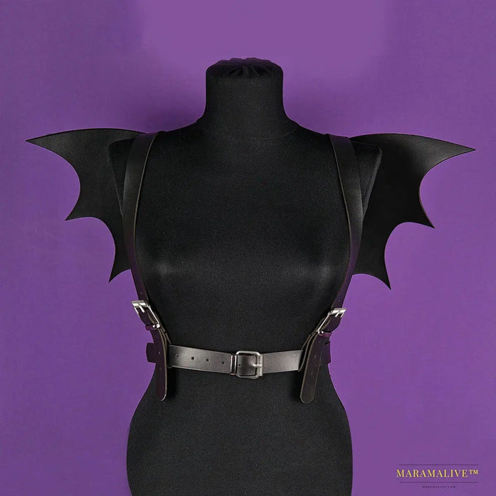 Unleash Your Inner Beast with our Gothic Punk Leather Wing Harness - The Ultimate Halloween Accessory