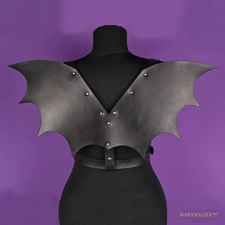 Unleash Your Inner Beast with our Gothic Punk Leather Wing Harness - The Ultimate Halloween Accessory